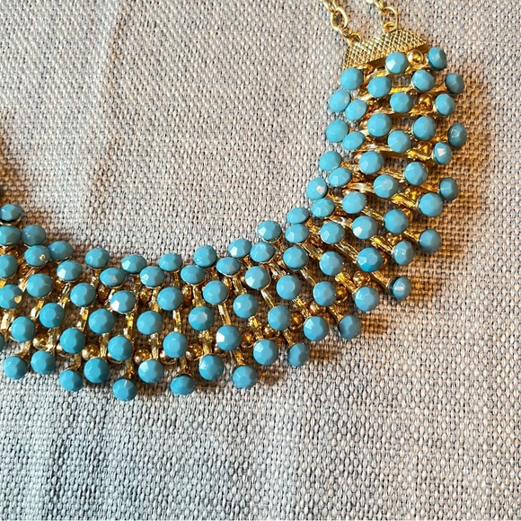 Egyptian Revival Bib Collar Necklace Opaque Bluish/Green Stone Pin Cushion - Picture 6 of 16